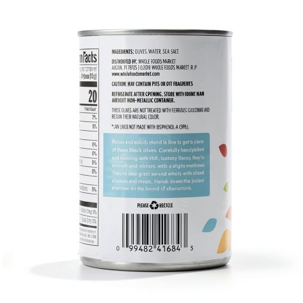 Black Condiment Olives Large Pitted Buttery Flavor 365-2