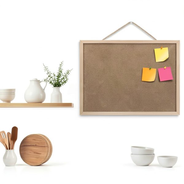 BGJRBY Cork Bulletin Board Brown Rectangular Office Home-5