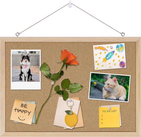 DAHAPYBOO Oak Cork Bulletin Board Office Home Wall-0