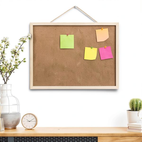 BGJRBY Cork Bulletin Board Brown Rectangular Office Home-2
