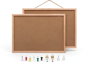 BGJRBY Cork Bulletin Board Brown Rectangular Office Home-0