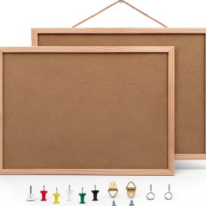 BGJRBY Cork Bulletin Board Brown Rectangular Office Home-0