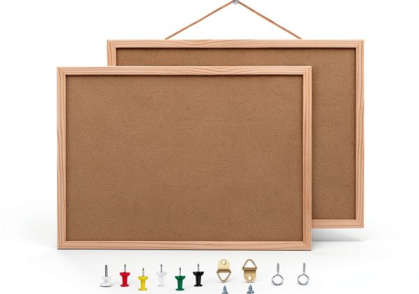 BGJRBY Cork Bulletin Board Brown Rectangular Office Home-0