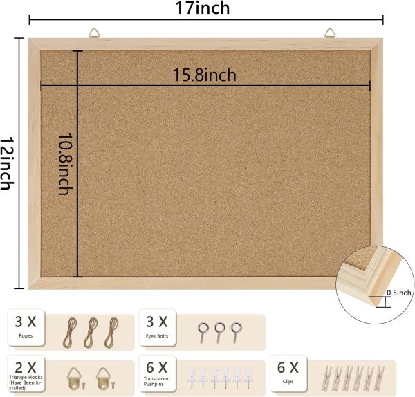 DAHAPYBOO Oak Cork Bulletin Board Office Home Wall-2