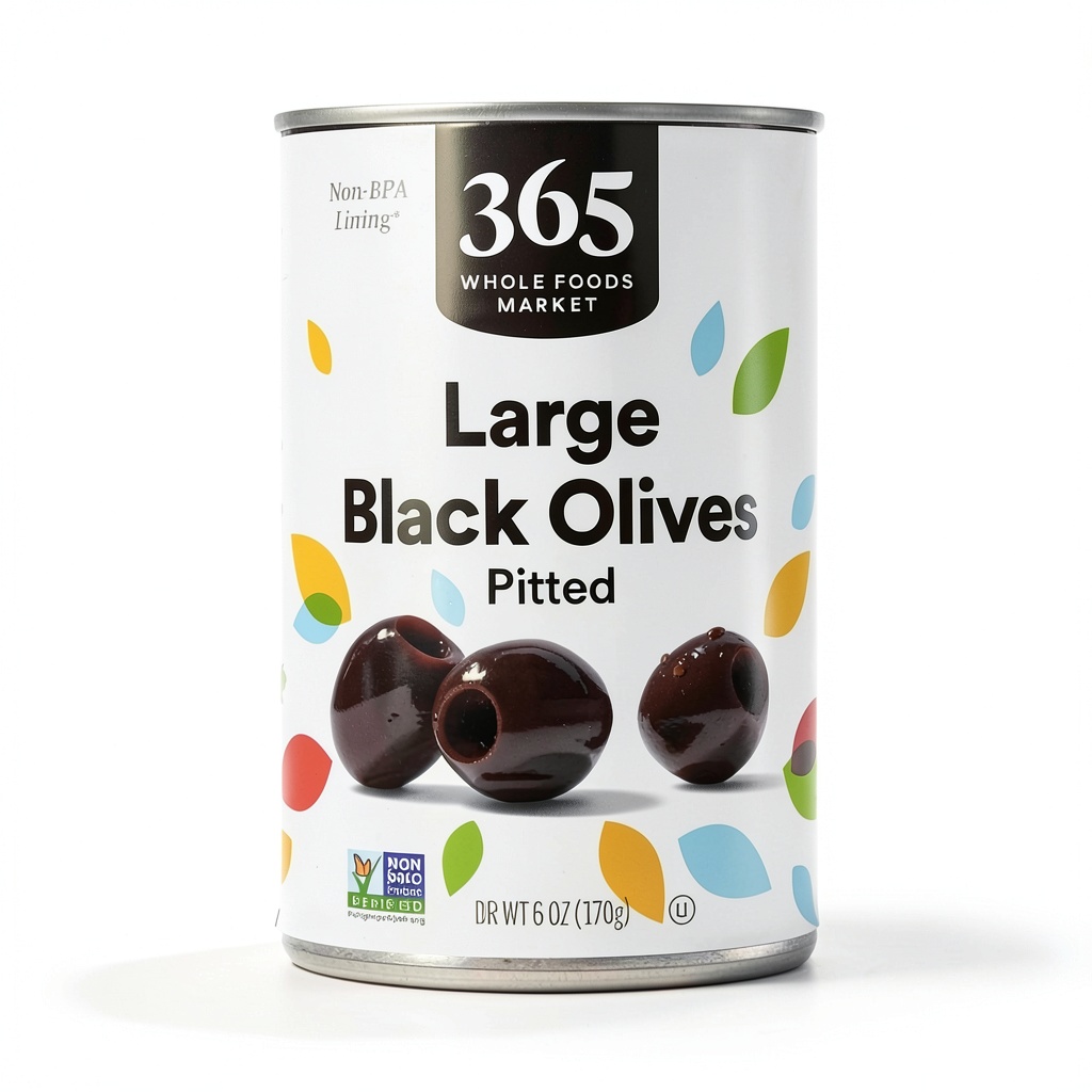 Large pitted black olives in a bowl with fresh ingredients