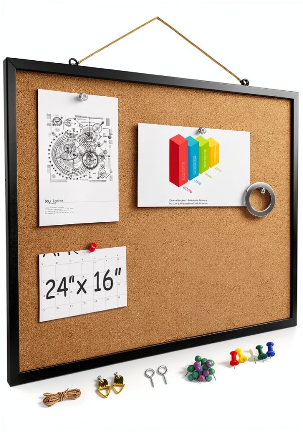 Cork Bulletin Board TooCust Black Wood Frame 16x24-0