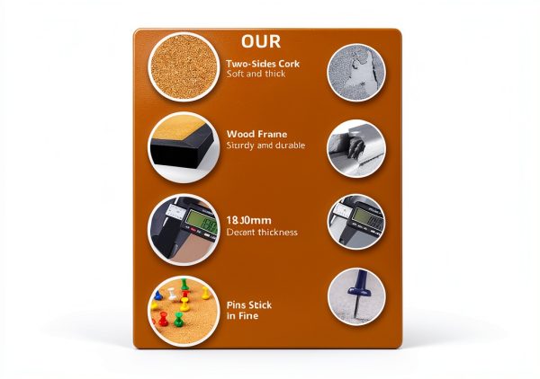 Cork Bulletin Board TooCust Black Wood Frame 16x24-2