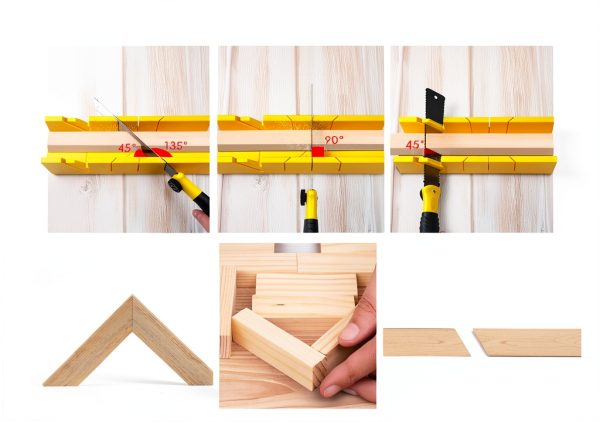Konvixon Miter Box and Saw Set 4-Piece 12-Inch Yellow with 3 Blades-5
