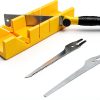 Konvixon Miter Box and Saw Set 4-Piece 12-Inch Yellow with 3 Blades-0