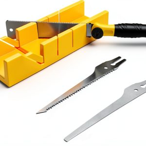 Konvixon Miter Box and Saw Set 4-Piece 12-Inch Yellow with 3 Blades-0