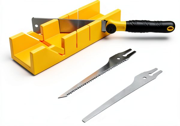 Konvixon Miter Box and Saw Set 4-Piece 12-Inch Yellow with 3 Blades-0