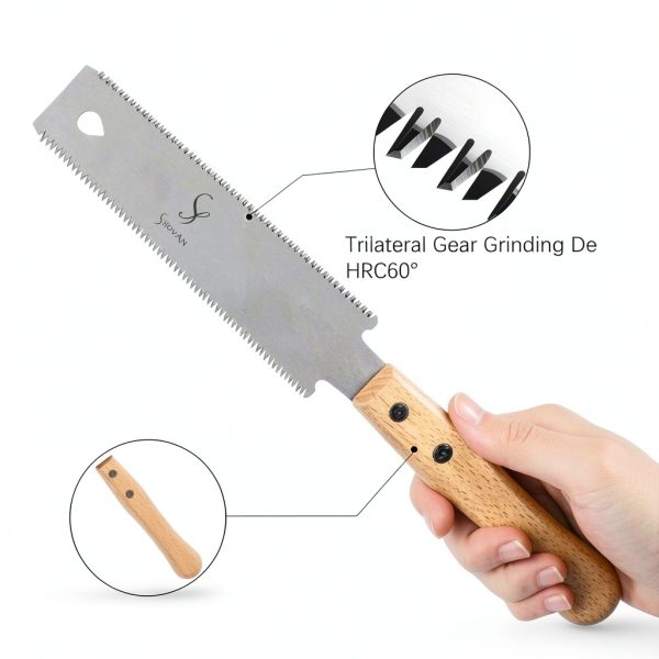 Japanese Hand Saw SS SHOVAN Double‑Edged 4.5" Blade Silver Lightweight-3