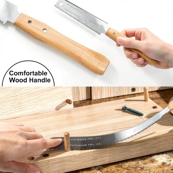 Hand Saw Woodworking Tools, 6-Inch Pull Saw, Flexible Double-Edge Blade 17/11 TPI, Japanese Flush Cut for DIY Craft, Non-Slip Wood Handle, Sharp & Lightweight for Woodworking and Garden Trim-3