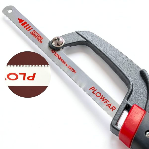 Aluminum Frame Mini Hacksaw PLOWFAR 10" HSS Blade Red-2