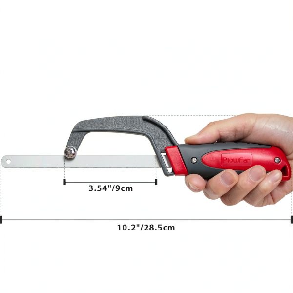 Aluminum Frame Mini Hacksaw PLOWFAR 10" HSS Blade Red-4