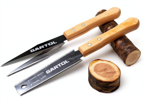 GARTOL Hand Saw for Wood Cutting, 2-Piece Japanese Pull Saw with 6-Inch Flush Cut & Double-Edged SK5 Flexible Blade & Wooden Handle, Precision Woodworking Tools for DIY, Crafting, Carpentry, Trim Work-0